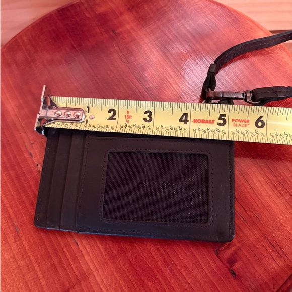 Black Leather Wristlet Card Holder - Picture 10 of 11